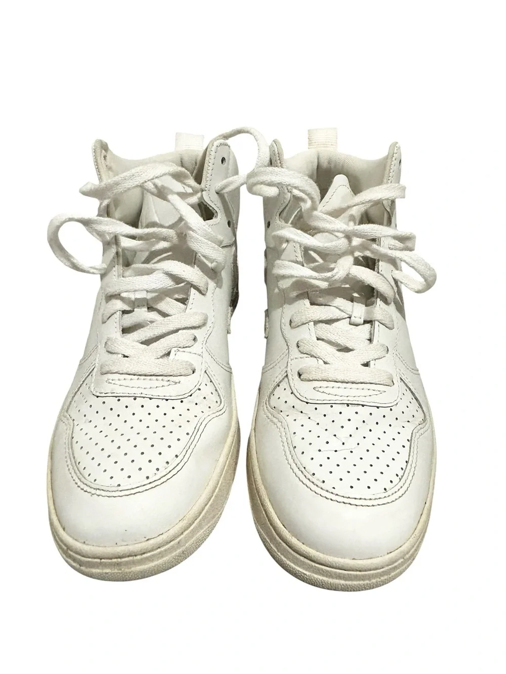 Veja V-15 Mid-Top Leather Sneaker in White Natural Size Womens US 7